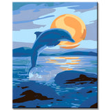 Painting by Numbers Art Animal Dolphin At Night Before Full Moon