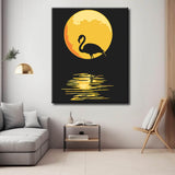 Painting by Numbers Art Animal Flamingo At Night Before Full Moon
