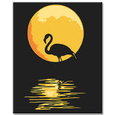 Painting by Numbers Art Animal Flamingo At Night Before Full Moon
