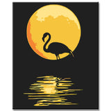 Painting by Numbers Art Animal Flamingo At Night Before Full Moon