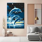 Painting by Numbers Art Animal Dolphin Group At Night