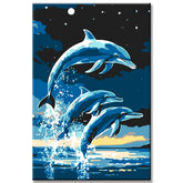 Painting by Numbers Art Animal Dolphin Group At Night