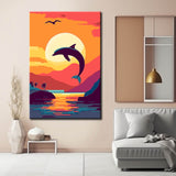 Painting by Numbers Art Animal Dolphin in The Sea in The Evening Sun