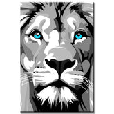 Painting by Numbers Lion Black and White with Blue Eyes
