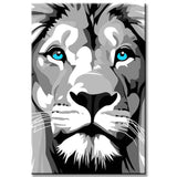 Painting by Numbers Lion Black and White with Blue Eyes