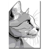 Painting by Numbers Gray Cat Art Comic Style