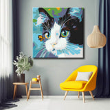 Paint by Numbers Art Painting Black and White Cat