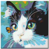 Paint by Numbers Art Painting Black and White Cat