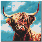 Painting by numbers Highland Highland cattle portrait shipping from DE-40*40cm-with stretcher frame-with covering service