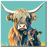 Painting by Numbers Highland Cow Mother and Baby