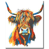 Painting by Numbers Highland Cattle Rainbow Color