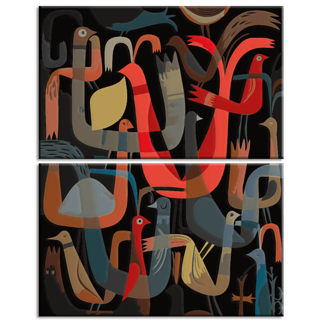 Painting by numbers Abstract art of birds 2-part shipping from DE