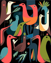 Paint by Numbers Abstract Birds Art