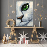 Painting by Numbers White Cat with Green Eyes