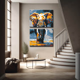 Painting by Numbers Animal Art Elephant in Movement 2-Panel