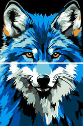 Painting by Numbers Blue Wolf Animal Art 2-Panel
