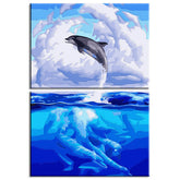 Painting by numbers jumping dolphin 2-part shipping from DE