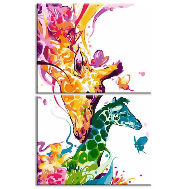 Painting by numbers watercolor giraffe mother and child 2-piece shipping from DE