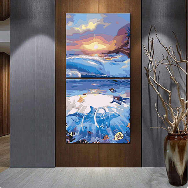 Painting by numbers Azure blue sea underwater world 2-piece shipping from DE