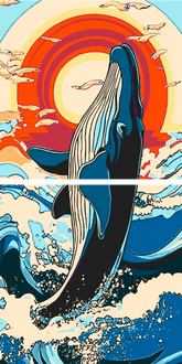 Painting by Numbers Whale Sprinting From The Sea 2-Panel