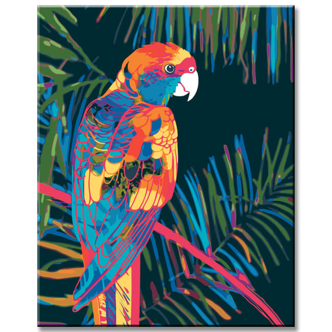 Painting by numbers Colorful parrot