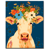 Paint by Numbers Bohemian Cow with Floral Decoration