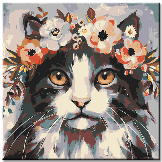 Paint by Numbers Flower Crown Cat