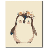 Paint by numbers penguin on paper