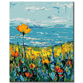 Painting by numbers coastal poppy blossom