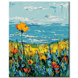 Painting by numbers coastal poppy blossom