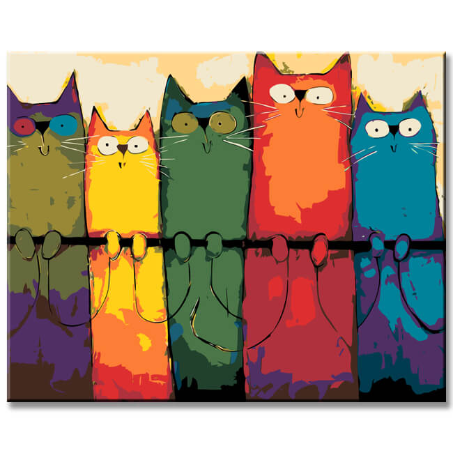 Painting by numbers rainbow cats