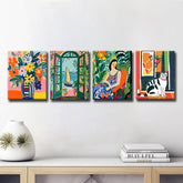 Fauvism Style Canvas ArtVibrant Still Life for Your Picture Wall 4-Panel