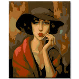 Paint by Numbers Painting Lady with Hat