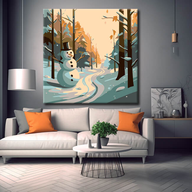 Painting by numbers winter with snowman