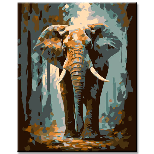 Painting by numbers elephant in portrait