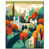 Folk Art Landscape Village Painting by Numbers