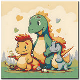 Cute Dinosaur with Family Painting by Numbers