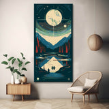 Moonlit night at the mountain lake - painting by numbers