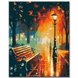 Painting by numbers autumn mood city park