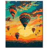 Paint by numbers balloons in the evening sky