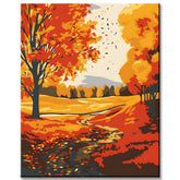 Paint by Numbers Autumn Landscape with Colorful Leaves