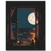 Painting by Numbers Cat Under The Starry Sky