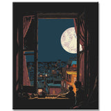 Painting by numbers: Cat under the starry sky