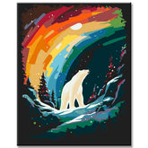 Painting by numbers: Northern lights with polar bear