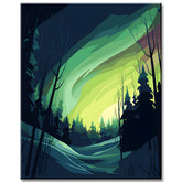 Paint by Numbers: Enchanting Fairy Tale Forest with Northern Lights