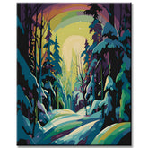 Paint by Numbers Winter Forest Landscape in the Evening