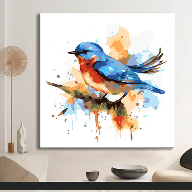 Watercolor bird - paint by numbers