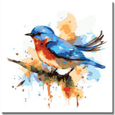 Watercolor bird - paint by numbers