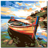 Rowing boat at sea - Paint by numbers