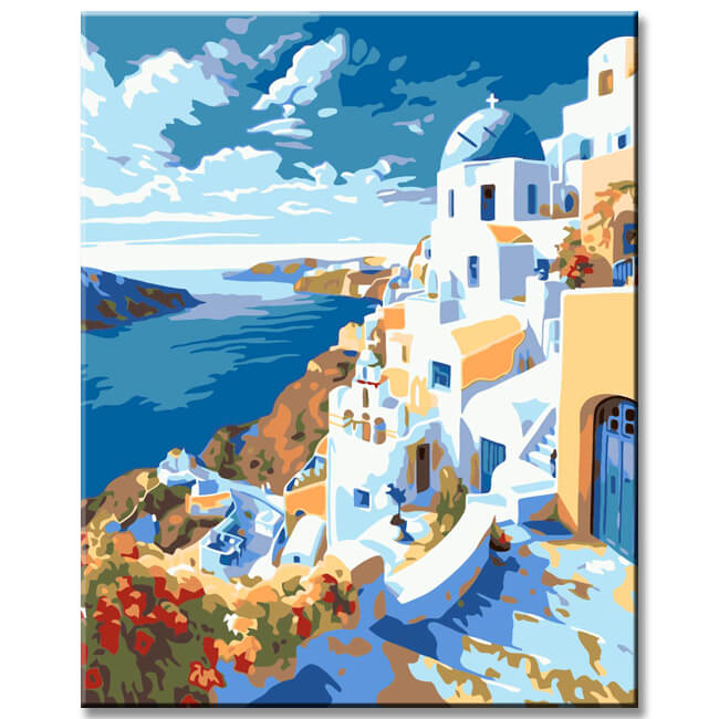 Santorini Village Athens - Painting by Numbers